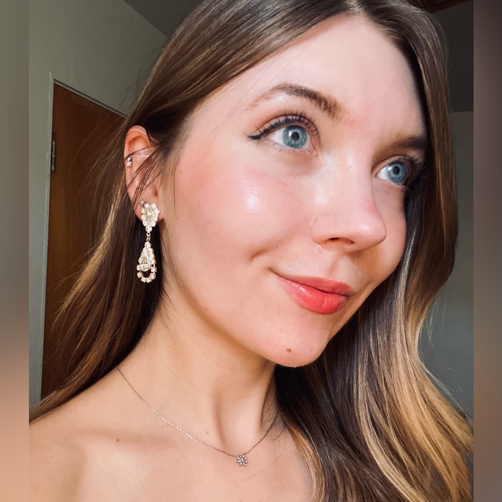 Austrian Crystal Rhinestone Dangle Earrings by Vieste 1 7/8 inches long ✨